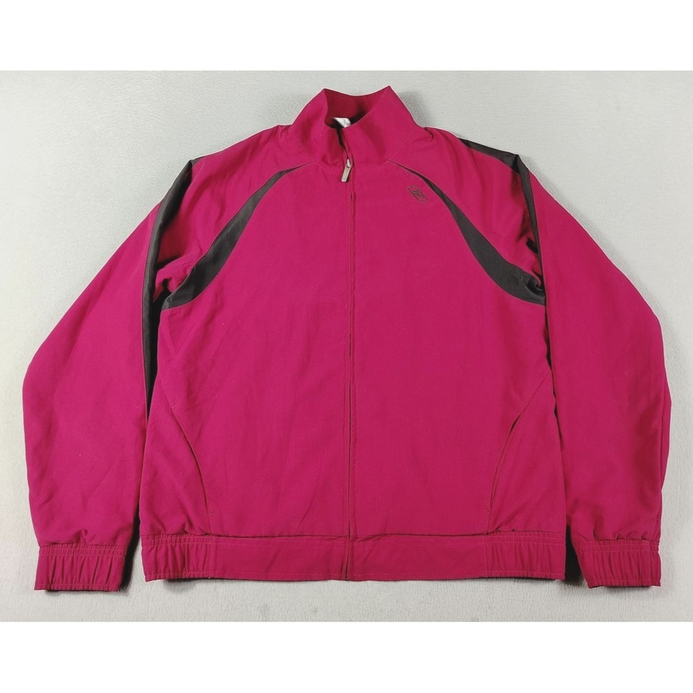 Vintage Reebok Track Jacket Womens Medium Pink Full Zip Mesh Lined Running‎ Y2K